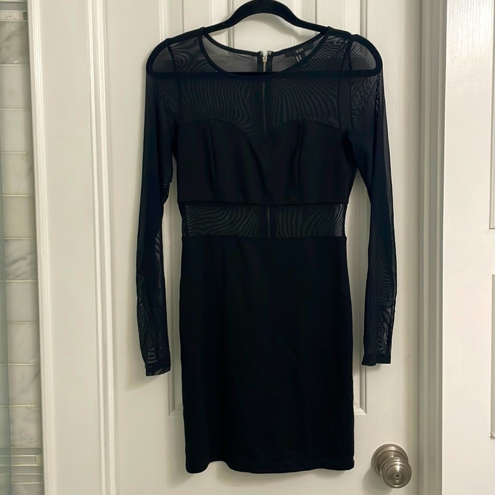 Mesh long sleeve dress
